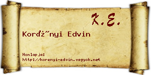 Korényi Edvin névjegykártya